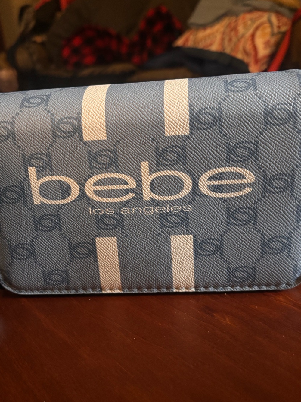 bebe Blue and White Logo Crossbody